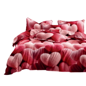 Pościel Walentynkowa 200x220 bawełna satynowa CZERWONE SERCE PK728 z prześcieradłem